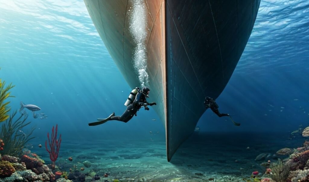 Underwater hull cleaning in Mormugao