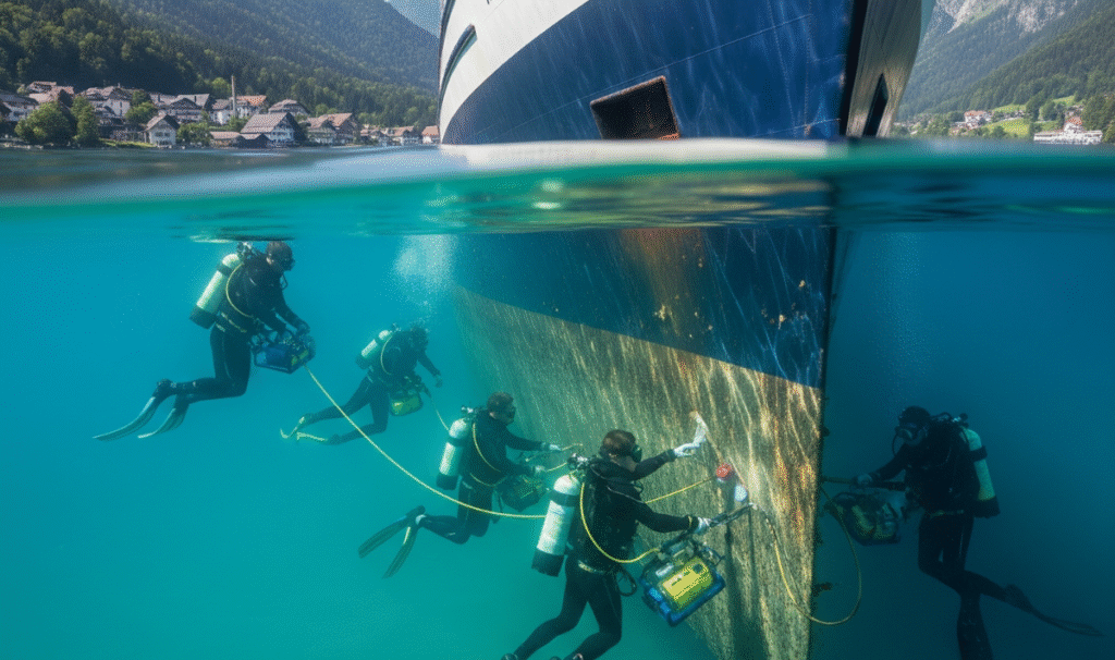 Underwater ship hull cleaning in Thailand