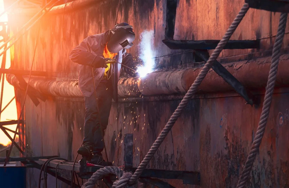 Vessel machinery after maintenance by riding technician and marine technician