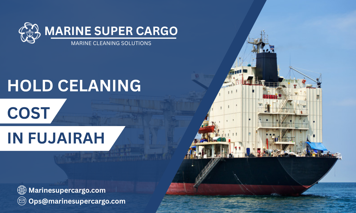 Bulk carrier undergoing professional hold cleaning in Fujairah Port with high-pressure water jets for safe and efficient cargo preparation