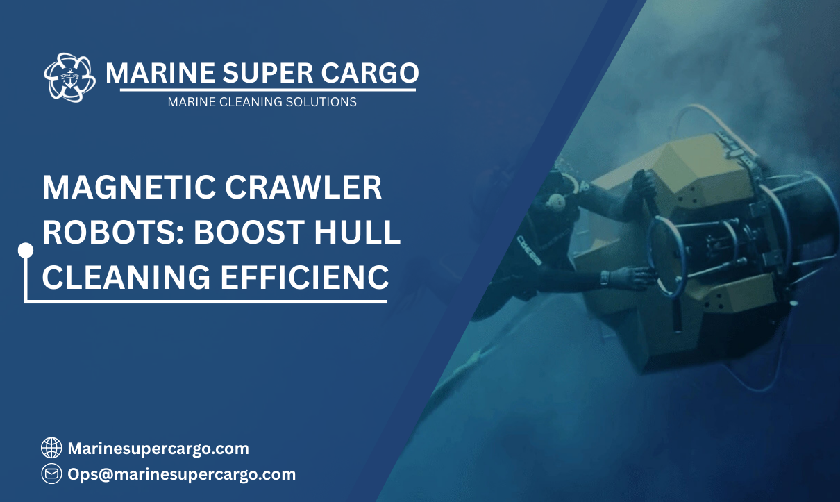 Magnetic crawler robots cleaning ship hull