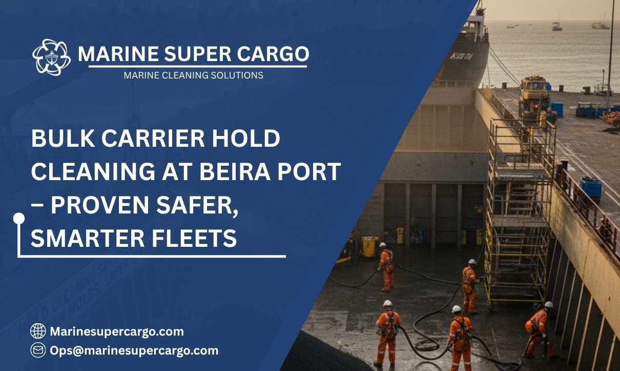 Bulk carrier hold cleaning at Beira Port