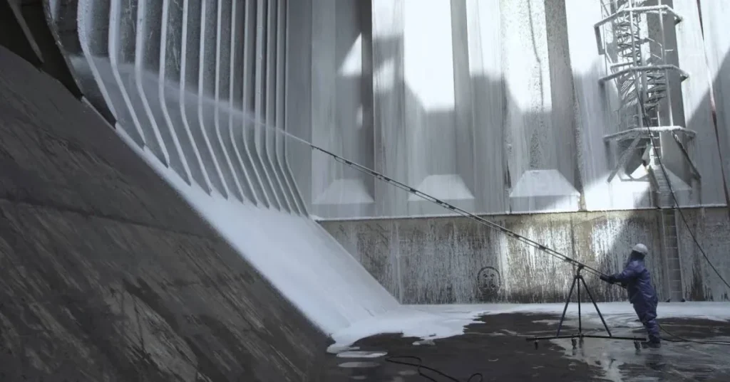 Bulk carrier hold cleaning at Beira Port