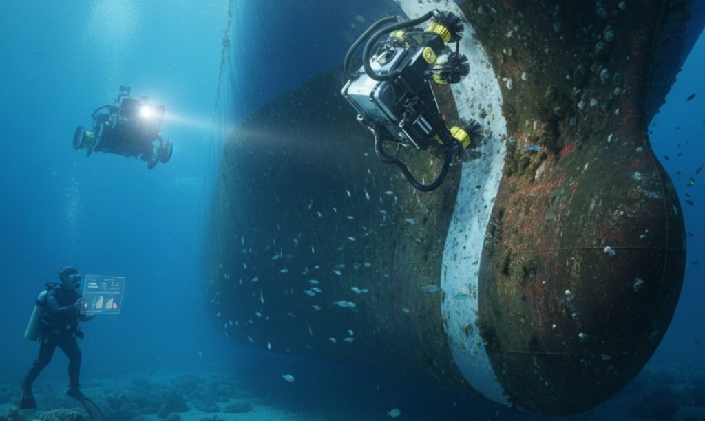 Underwater ship hull cleaning in Dammam