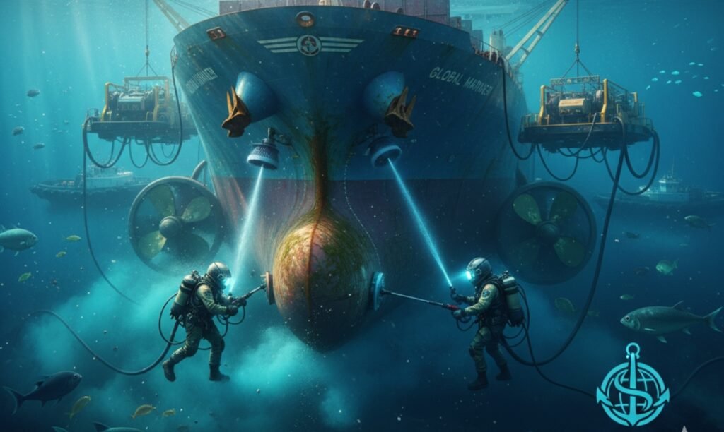 Underwater ship hull cleaning in Camden 